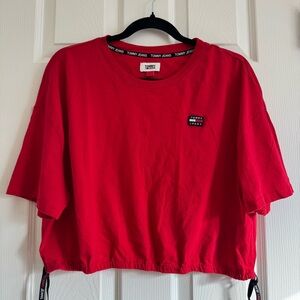 Tommy Jeans Red Cropped T-Shirt size large vintage Y2K 2000’s